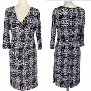 Adrianna Papell Faux Wrap Dress Gray Black 14